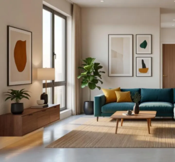 Refurbished modern apartment interior with contemporary finishes.