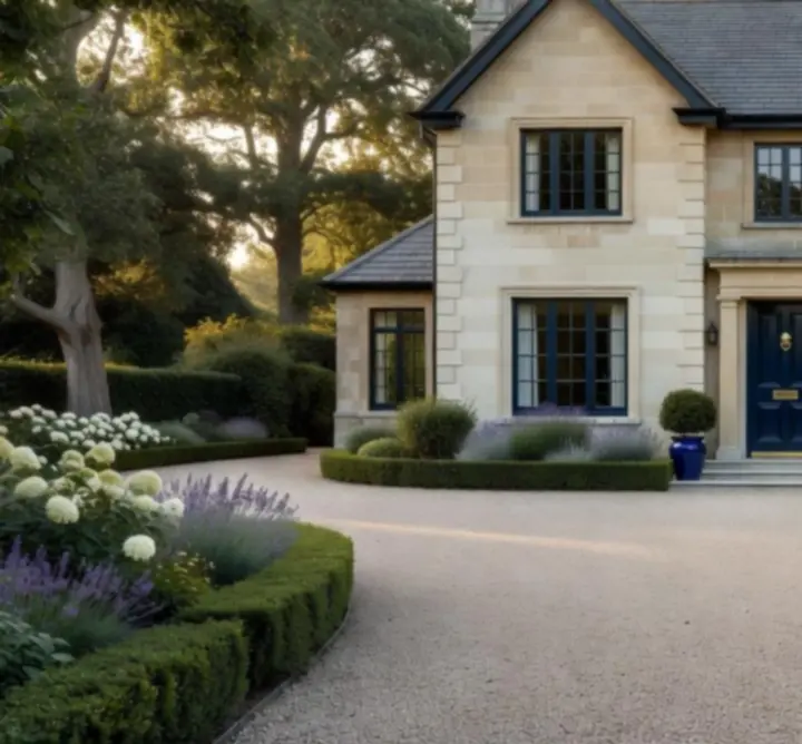 Exterior of a premium UK residence at dusk